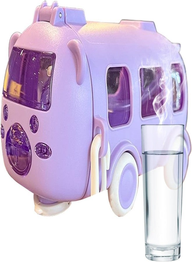 ZOREKI |Bus Water Bottle For Kids With Strap, Sipper, & Straw | Leakproof, Bpa Free With Lock, 500 Ml | Tritan Water Bottle For School Kids | Cute Bus Shaped Water| (PURPLE) - Image 1